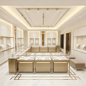 Comptoir de présentation de bijoux en forme de <span class=keywords><strong>L</strong></span> avec éclairage LED, vitrine à bijoux pour la décoration de plafond intérieur dans les bijouteries - Product Image 2