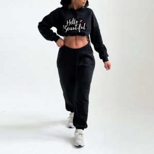 OEM Sweat à capuche d'hiver à fermeture éclair pour femmes et filles 55% coton 45% Spandex Style à épaules tombantes avec logo à l'avant - Product Image 1