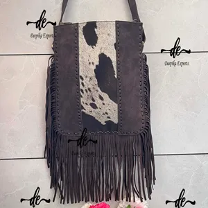 Phong Cách Phương Tây Da Bò Da Fringe Túi Xách Sling Túi Bohemian Fringe Túi Đảng Mặc Phụ Nữ Của Tóc Trên Ẩn Thiết Kế Mới Túi Xách