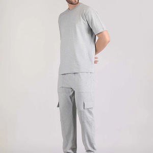 Ensemble T-shirt et pantalon en coton pour homme, style simple et unique, cordon de serrage, ensemble décontracté pour homme - Product Image 3