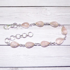 กำไลเทนนิสทำมือ ดีไซน์สวยหรู เงินแท้ 925 ประดับโรสควอตซ์ สำหรับผู้หญิงและผู้ชาย ล็อคแบบเก๋ไก๋ ทันสมัย - Product Image 3