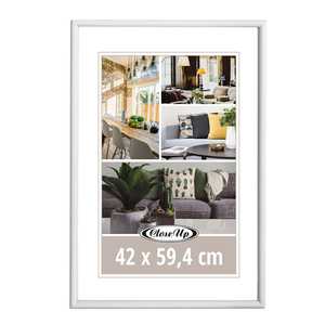 Cadre photo simple en plastique blanc DIN A2 42 x 59,4 cm, cadre photo en verre, bois, PS, matériaux en papier, cadre photo décoratif personnalisé - Product Image 1