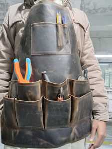 Leather Cow Crunch Spicy & Cognac Crunch Full Hide Barbecue Apron, <b>Tool</b> Apron - Product Image 3