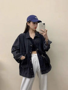 <b>Womens</b> Oversized Denim Jacket <b>Vintage</b> Blue Wash Long Sleeve <b>Jean</b> Coat Casual Loose Fit Outerwear Trendy Streetwear - Product Image 4
