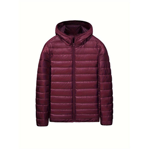 Veste matelassée épaisse et chaude d'hiver avec logo personnalisé pour hommes Manteau à capuche imperméable en cuir bulle écologique avec fermeture à glissière - Product Image 3