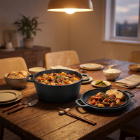 Cocotte en fonte pré-assaisonnée 2-en-1 multifonctionnelle avec couvercle-poêle pour la cuisine domestique
