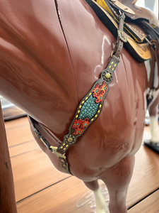 Top Quality Western Equestrian Horse Crocodile Skin Textured Cowhide Leather Headstall & Gladiator Breast Collar Roping Tack <b>Set</b> - Product Image 6