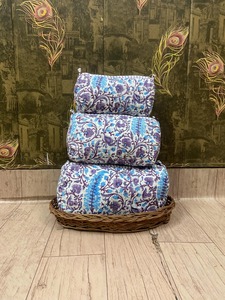 ชุดกระเป๋าผ้าฝ้ายอเนกประสงค์เป็นมิตรกับสิ่งแวดล้อม, กระเป๋าซิปกันน้ำความจุขนาดใหญ่สำหรับเก็บเครื่องสำอางกระเป๋าเดินทางสไตล์วินเทจ - Product Image 2