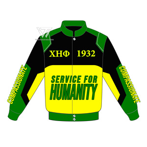 Vêtements personnalisés de sororité Chi Eta Phi Veste de coureur de café en sergé brodé Accessoires grecs - Product Image 1