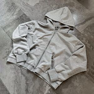 Sudadera con capucha para hombre de moda personalizada de calle con diamantes de imitación al por mayor - Product Image 3