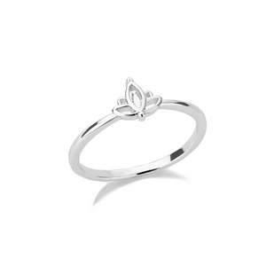 Romantique Minimaliste Lotus Design 925 Sterling Silver 18K Plaqué Or Fine Jewelry Ring pour la Fête Anniversaire de Mariage Anniversaire - Product Image 2