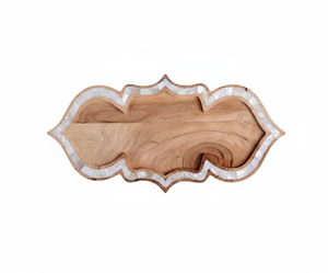Venta caliente estilo árabe Eid Ramadan regalos Acacia madera madre de perla incrustaciones árabe bandeja para servir fregona bandeja decorativa Ramadán - Product Image 1