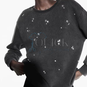 Vente en gros de sweat-shirt d'hiver de haute qualité avec strass sur le devant en polyester/coton anti-rides respectueux de l'environnement et respirant - Product Image 2