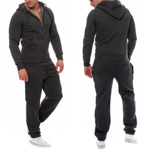 High Quality <b>100</b>% Cotton Custom Pullover Sweat Suits for Men Breathable Solid Pattern Track Suits Winter Jogging Set - Product Image 3