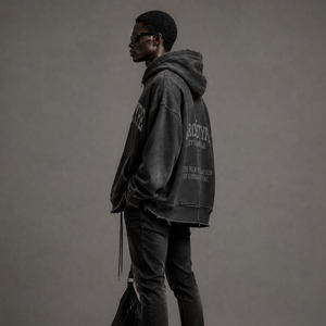 <span class=keywords><strong>Felpa</strong></span> con Cappuccio Oversize <span class=keywords><strong>Vintage</strong></span> con Logo Personalizzato, Effetto Lavaggio Acido, Streetwear da Uomo, Cotone Pesante, Nero Lavato, Vendita all'Ingrosso - Product Image 2