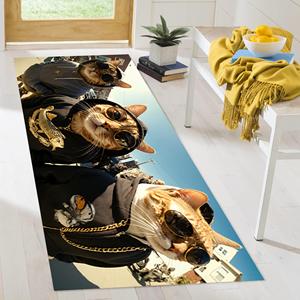 Hip Hop Cat <b>Rug</b>: Funny Pop Culture Accent <b>Rug</b>, Printed <b>Rug</b>,<b>Chenille</b> <b>Rug</b> - Product Image 3