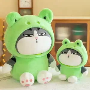 Boneka hewan kucing lucu ukuran Mega boneka lembut Kawaii mainan hewan Panda kodok berubah untuk hadiah anak perempuan