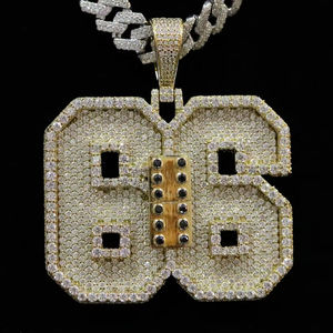 Ice Out VVS Moissanite pendentif diamant taille ronde breloque pendentif Hip Hop pour homme en argent sterling 925 - Product Image 2