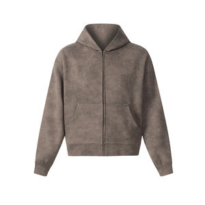 Nouveaux sweats à capuche à fermeture éclair pour hommes élégants lavage à l'acide 100% coton fuit poids lourd 450gsm sweats à capuche pour hommes taille confortable et personnalisation - Product Image 2