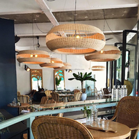 Vente en gros de luminaires suspendus en bambou naturel faits à la main, abat-jour en rotin, style européen moderne chinois