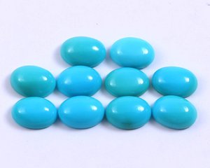 Cabochon ovale plat en turquoise naturelle d'Arizona bleue AAA 5x7 mm, pierre précieuse calibrée en vrac pour la fabrication de bijoux, vente en gros - Product Image 1
