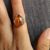 Handgemachte Sterling Silber Ring natürlichen baltischen Bernstein Edelstein Schmuck Frauen Jubiläums geschenk für Mama