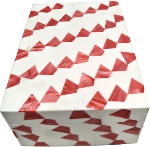 Boîte décorative artisanale en os incrusté avec base en MDF, motif géométrique, organiseur de bijoux, boîte à bibelots pour décoration intérieure de luxe - Product Image 3