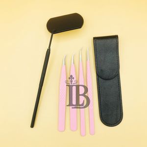 Pinzas Rosadas de Acero Inoxidable con Punta de Fibra, Pinzas para Pestañas de 90 Grados con Punta Serrada, Uso para Cejas, Logotipo Personalizado, Pestañas Planas de Mink - Product Image 6