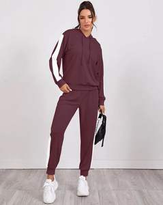 ชุดวอร์ม2ชิ้นเสื้อวอร์มลำลองสำหรับผู้หญิงชุดวอร์มลายทางด้านข้างแบบหนามีสไตล์ใหม่ - Product Image 4