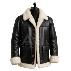 Chaqueta Bomber de Piel de Oveja para Hombre, Estilo Aviador, con Cuello de Piel, Ropa de Invierno, OEM ODM - Product Image 4