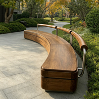 Banc d'extérieur en bois massif courbé en forme de S, design moderne, résistant à l'eau, personnalisé en usine, pour parcs communautaires