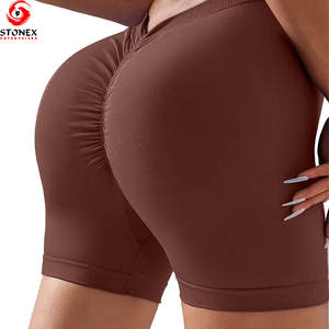 กางเกงขาสั้นโยคะเอวสูงระดับพรีเมียมสำหรับผู้หญิง ระบายอากาศได้ดี ไร้ตะเข็บ แห้งเร็ว เป็นมิตรกับสิ่งแวดล้อม ยืดหยุ่น เหมาะสำหรับออกกำลังกายที่ยิม - Product Image 5