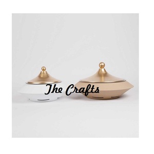 Diseño ventajoso, cazuela de servicio de Color blanco de Metal con tapa chapada en oro, plato para servir comida de Hotel - Product Image 2