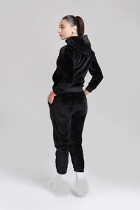 Lujoso chándal de terciopelo negro para mujer Elegante y acogedor Chic Loungewear Perfecto para el estilo diario - Product Image 4