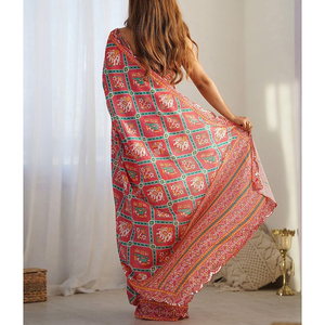 Meilleure vente Saree de fête de créateur pour femmes Prêt-à-porter Séquence Patchwork Sari Bas quantité minimale de commande Tendance Indien Pakistanais Vêtements pour - Product Image 2