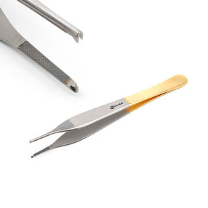 Dressing Forceps Kocher Tissue TC Gold Adson Dissecting Forceps, 15 cm / 5.9", Normal <b>Profile</b>, 1x2 Teeth Surgical - Product Image 1