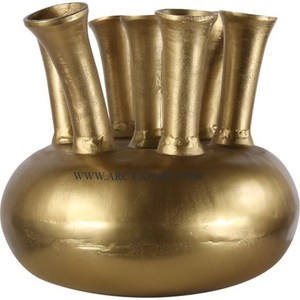 Diseño admirable Decoración de mesa Florero de metal dorado de alta calidad y maceta para la mesa del hogar Floreros decorativos - Product Image 4