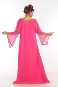 Pink Georgette Embroidered Zari Work Islamic <b>Kaftans</b> - Product Image 3