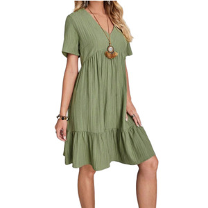 <span class=keywords><strong>Baiya</strong></span> Váy Nữ Ngoại thương xuyên biên giới mùa hè Váy ngắn tay thường ngày Châu Âu Mỹ thanh lịch - Product Image 1