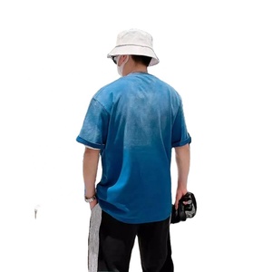 Camiseta con Logo personalizado de Heavy Weight 230gsm, Impresión de pantalla de gran tamaño, hombro caído, azul claro - Product Image 5