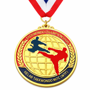 Award Souvenir <b>Gifts</b> Soft Enamel <b>Gold</b>-Plated Karate Sports Custom Metal Medals - Product Image 2