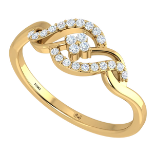 Anillo de oro de 14 quilates y 24 diamantes naturales de lujo para Mujer | 0.15Ctw Redondo Corte brillante Uso diario Blanco/Amarillo/Oro rosa - Product Image 1