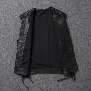 NUEVO Chaleco de Motocicleta para Hombre, 100% Algodón, Cuello en V, Corte Ajustado, Estilo Hip Hop, Ligero, Color Negro - Product Image 3