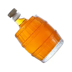 Botella de cristal vacía única para zumo de manzana, Whisky, bebidas Energy, vino en forma de barril, 200ml, 500ml, con corcho hermético