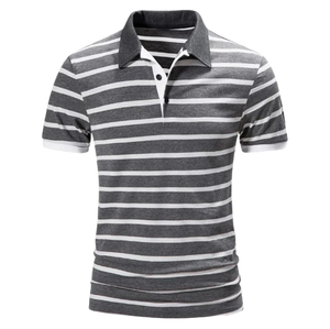 เสื้อยืดโปโลลายทางแขนสั้นของผู้ชายขายส่ง - Product Image 3