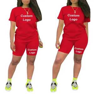 2023 Promotion Solid Biker Joggers Crop Tank Top Skinny Short Pants Set Women Summer Sleeveless 2-Piece Spandex/Polyester - Product Image 6