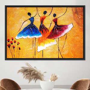 Impression sur toile de danseurs modernes élégants : œuvre d'art vibrante pour la décoration de la maison, toile encadrée noire - Product Image 1