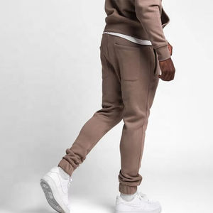 Chándal ajustado de algodón 100% para hombre, pantalones de chándal hasta la rodilla para correr, Sudadera con capucha con chándal de algodón liso en blanco para hombre - Product Image 2