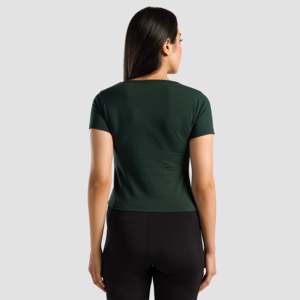 เสื้อครอปท็อปผู้หญิงสำหรับฤดูร้อน ลายดอกไม้สีเขียวและตัวอักษร ตกแต่งด้วยผ้าถักเนื้อฝ้ายระบายอากาศได้ดี ไซส์ฟรี (One Size Fits All)  ไซส์ XL XXS XS S M XL XXL XXXL - Product Image 2