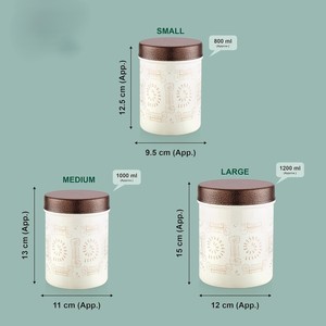 White Warli Print Metal Storage <b>Jar</b> Set Modern Ethnic Cylindrical Containers with Textured Lids - Product Image 6